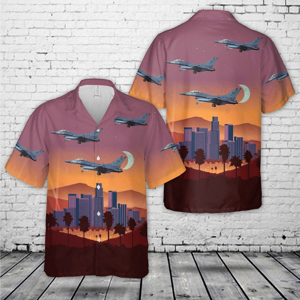 Air Force Hawaiian Shirt, US Air Force General Dynamics F-16C Fighting Falcon (401) Hawaiian Shirt, Airplane Hawaiian Shirt, Military Aloha Shirts