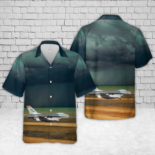 Air Force Hawaiian Shirt, US Air Force General Dynamics (Fokker) F-16A Fighting Falcon (401) Hawaiian Shirt, Airplane Hawaiian Shirt
