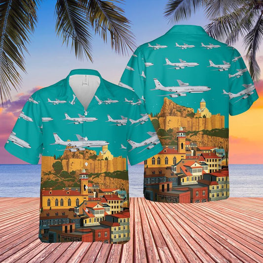 Air Force Hawaiian Shirt, US Air Force Georgia Air National Guard 116th Air Control Wing E-8C Joint STARS Hawaiian Shirt, Airplane Hawaiian Shirt