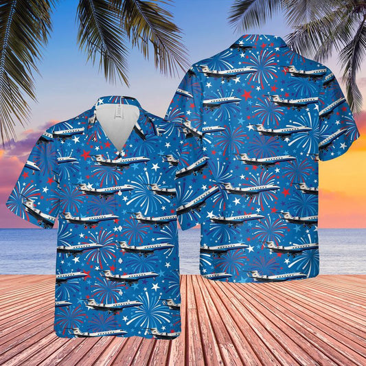 Air Force Hawaiian Shirt, US Air Force Gulfstream C37B 4th Of July Hawaiian Shirt, Airplane Hawaiian Shirt, Military Aloha Shirts