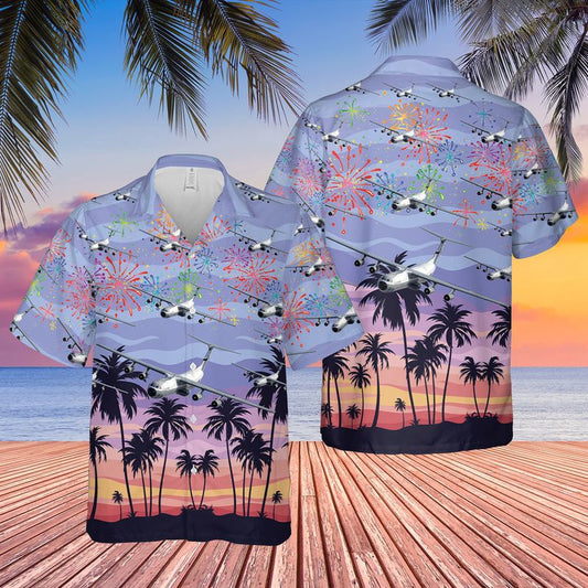 Air Force Hawaiian Shirt, US Air Force Hanoi Taxi (Lockheed C-141 Starlifter) 4th Of July Hawaiian Shirt, Airplane Hawaiian Shirt