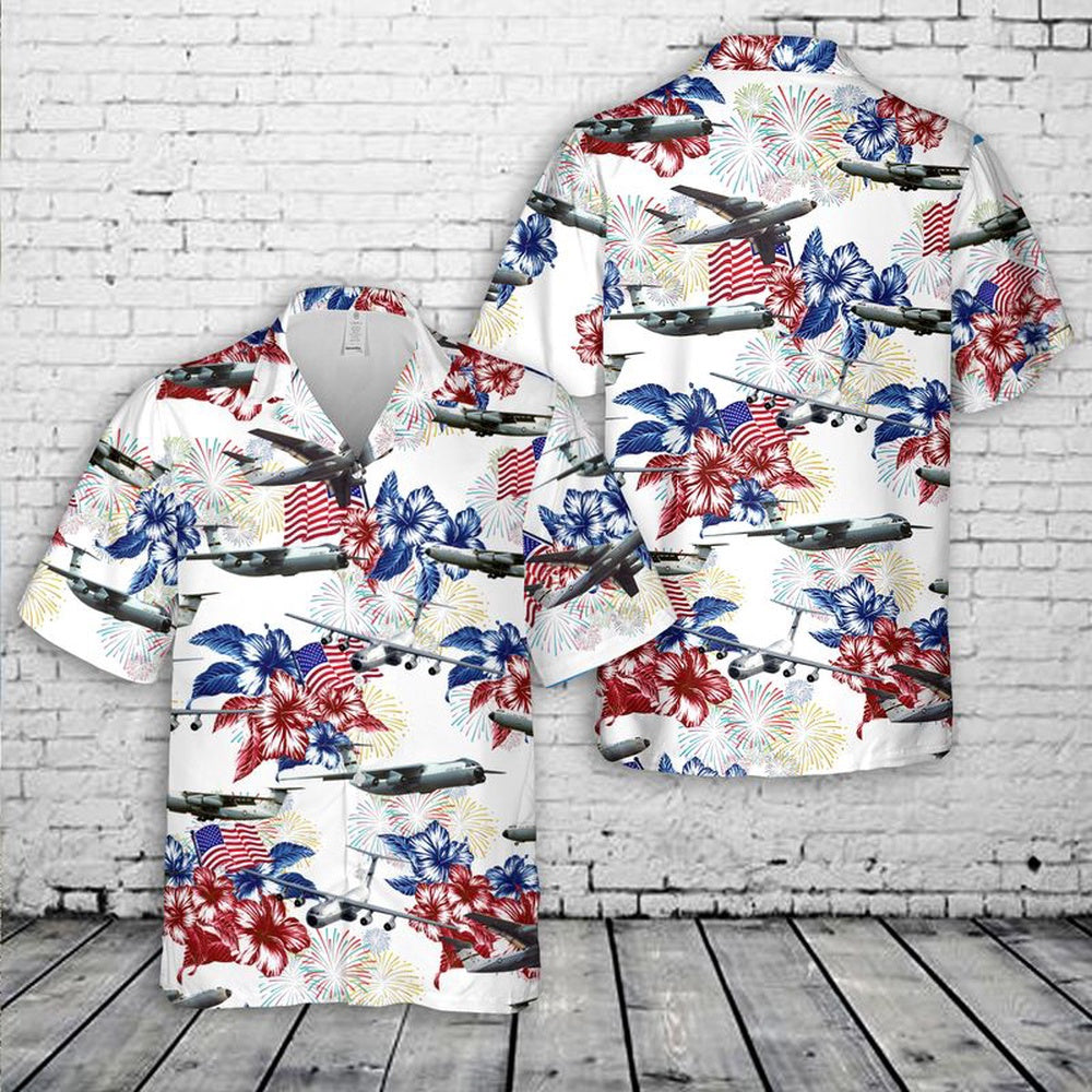 Air Force Hawaiian Shirt, US Air Force Hanoi Taxi Lockheed C-141 Starlifter Flag Hawaiian Shirt, Airplane Hawaiian Shirt, Military Aloha Shirts