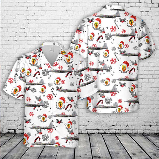 Air Force Hawaiian Shirt, US Air Force Hawaii Air National Guard 154th Wing 199th Fighter Squadron F22A Raptor Christmas Hawaiian Shirt