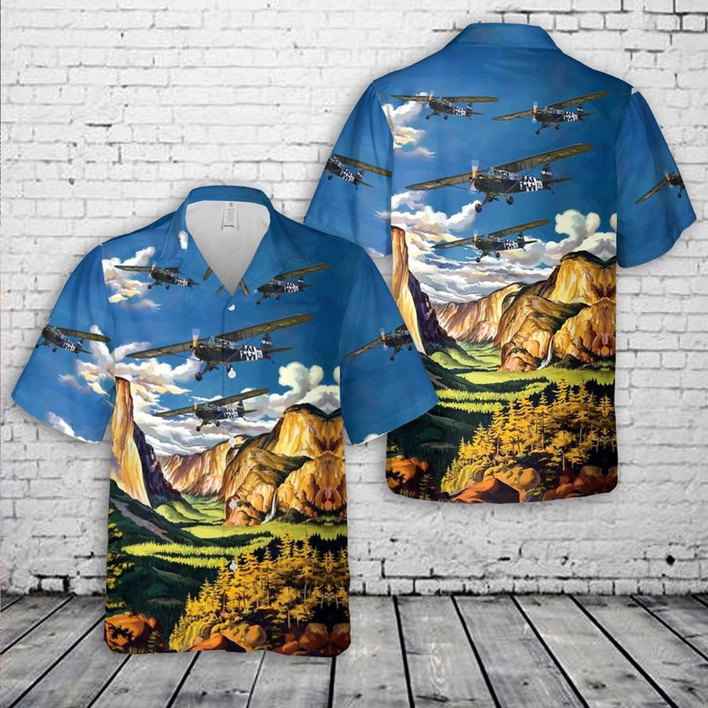 Air Force Hawaiian Shirt, US Air Force J-3 CubL-4 Grasshopper Hawaiian Shirt, Airplane Hawaiian Shirt, Military Aloha Shirts