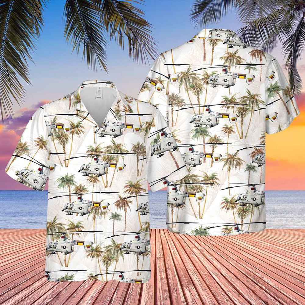Air Force Hawaiian Shirt, US Air Force Kaman HH-43 Huskie Hawaiian Shirt, Airplane Hawaiian Shirt, Military Aloha Shirts