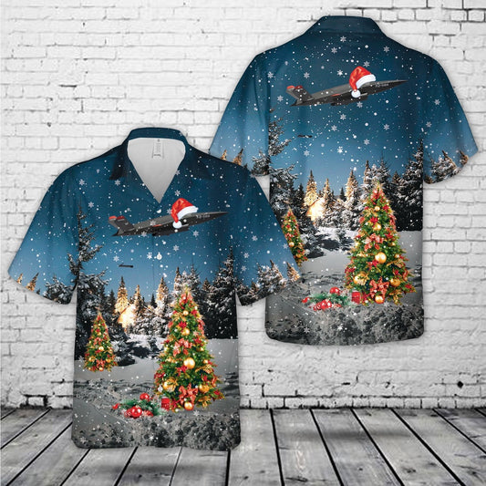 Air Force Hawaiian Shirt, US Air Force Kratos XQ-58 Valkyrie And ALTIUS-600 small unmanned aircraft system Christmas Hawaiian Shirt