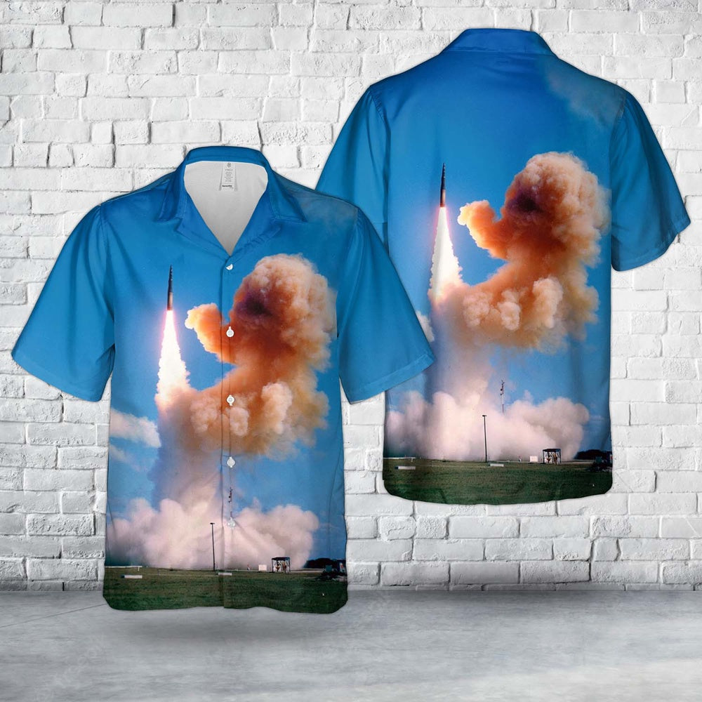 Air Force Hawaiian Shirt, US Air Force LGM-30F Minuteman-II ICBM Hawaiian Shirt, Airplane Hawaiian Shirt, Military Aloha Shirts