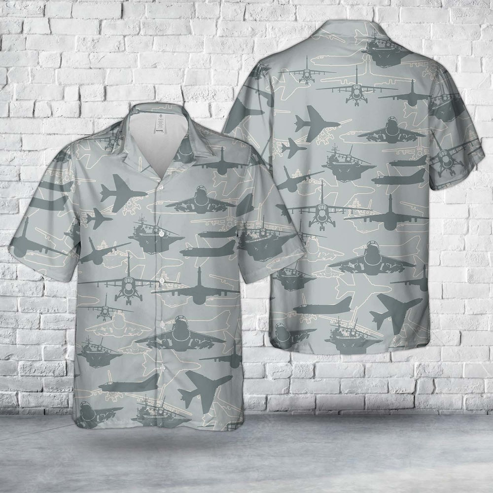 Air Force Hawaiian Shirt, US Air Force LTV A-7 Corsair II Silhouette Hawaiian Shirt, Airplane Hawaiian Shirt, Military Aloha Shirts