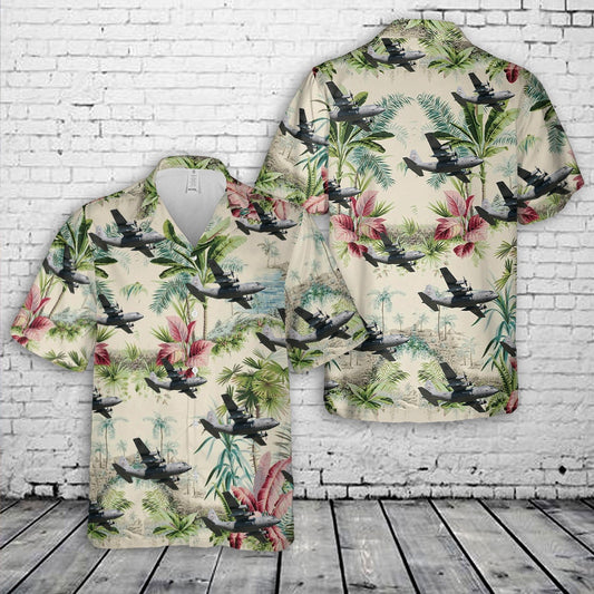 Air Force Hawaiian Shirt, US Air Force Lockheed C-130H Hercules # 88-4401 Hawaiian Shirt, Airplane Hawaiian Shirt, Military Aloha Shirts