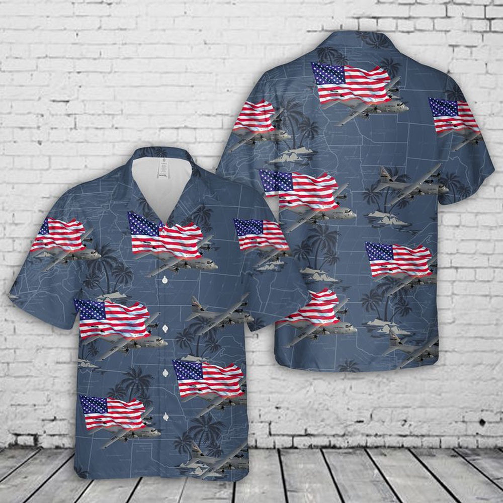Air Force Hawaiian Shirt, US Air Force Lockheed C-130 Hercules 4th Of July Hawaiian Shirt, Airplane Hawaiian Shirt, Military Aloha Shirts