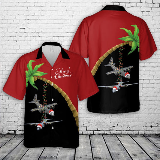 Air Force Hawaiian Shirt, US Air Force Lockheed C-130 Hercules Christmas Hawaiian Shirt, Airplane Hawaiian Shirt, Military Aloha Shirts