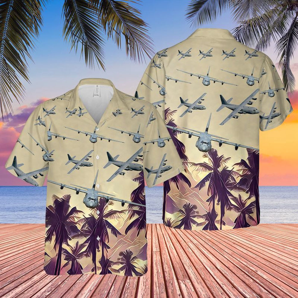 Air Force Hawaiian Shirt, US Air Force Lockheed C-130 Hercules Hawaiian Shirt, Airplane Hawaiian Shirt, Military Aloha Shirts