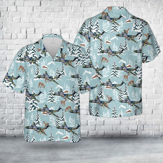 Air Force Hawaiian Shirt, US Air Force Lockheed C-141 Starlifter Christmas Hawaiian Shirt, Airplane Hawaiian Shirt, Military Aloha Shirts