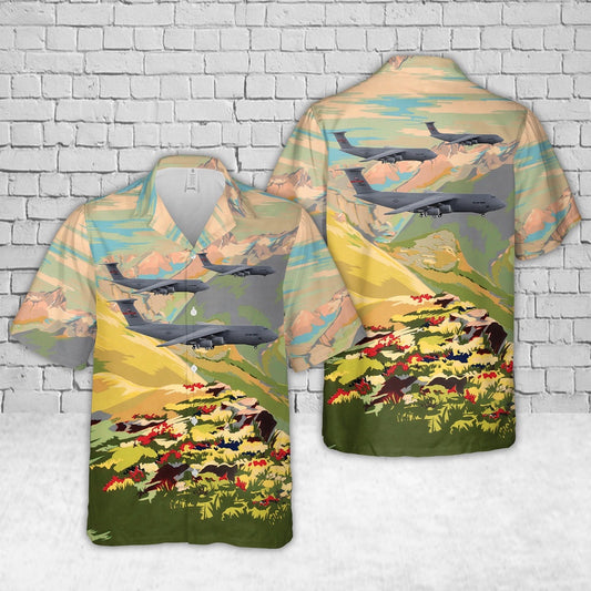 Air Force Hawaiian Shirt, US Air Force Lockheed C-5M Super Galaxy Transport Aircraft 439th AW 337th AS Westover ARB Hawaiian Shirt