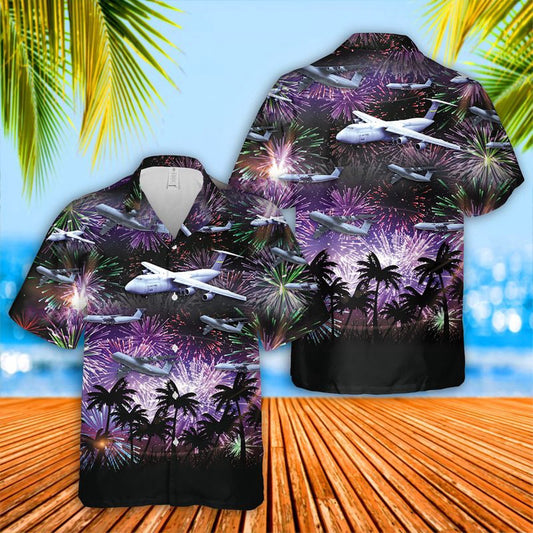 Air Force Hawaiian Shirt, US Air Force Lockheed C-5 Galaxy 4th Of July Hawaiian Shirt, Airplane Hawaiian Shirt, Military Aloha Shirts