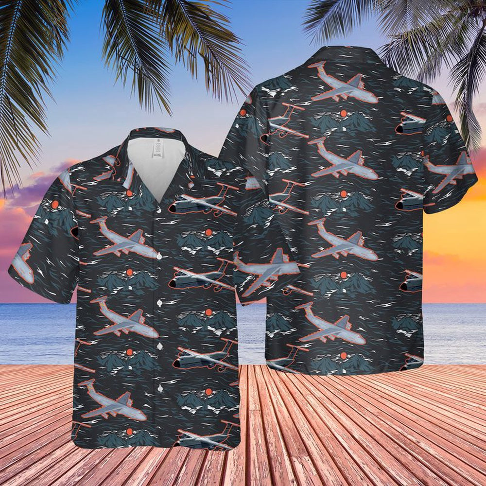 Air Force Hawaiian Shirt, US Air Force Lockheed C-5 Galaxy Hawaiian Shirt, Airplane Hawaiian Shirt, Military Aloha Shirts