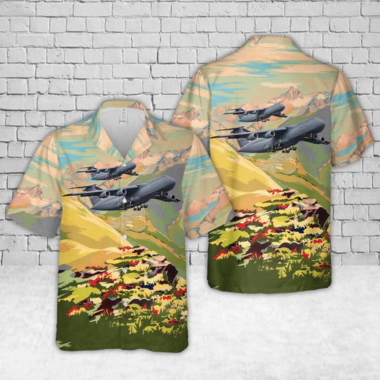 Air Force Hawaiian Shirt, US Air Force Lockheed C5 Super Galaxy Travis AFB Hawaiian Shirt, Airplane Hawaiian Shirt, Military Aloha Shirts