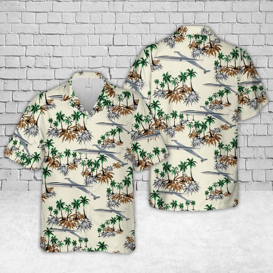 Air Force Hawaiian Shirt, US Air Force Lockheed CL-400 Suntan Hawaiian Shirt, Airplane Hawaiian Shirt, Military Aloha Shirts