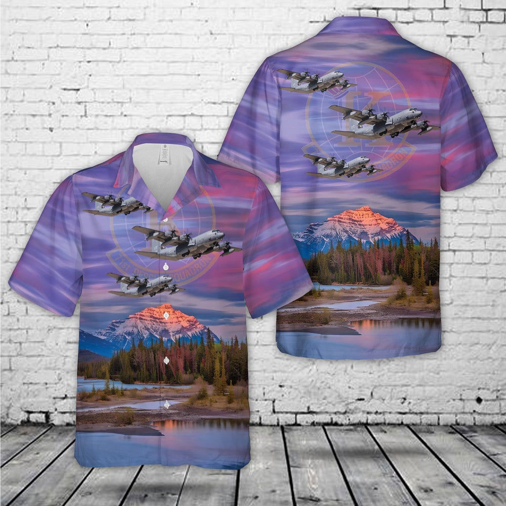 Air Force Hawaiian Shirt, US Air Force Lockheed HC-130J Combat King II 71st Rescue Squadron Hawaiian Shirt, Airplane Hawaiian Shirt