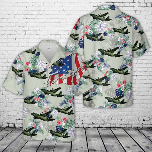 Air Force Hawaiian Shirt, US Air Force Lockheed MC-130E Combat Talon I 8th SOS in flight 1980 Hawaiian Shirt, Airplane Hawaiian Shirt