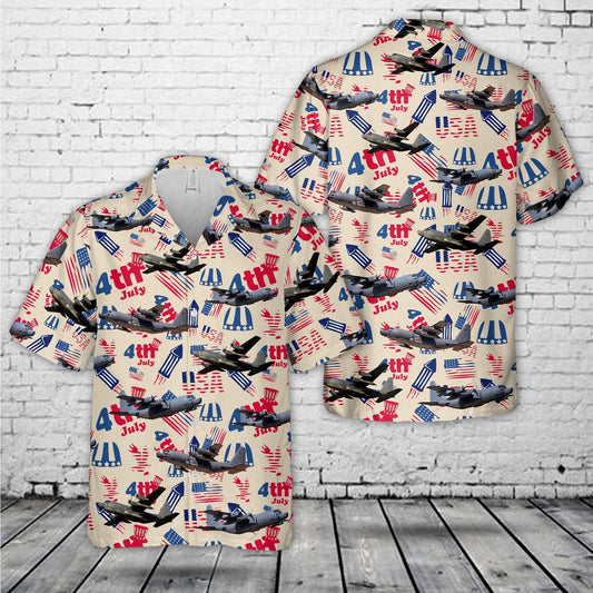 Air Force Hawaiian Shirt, US Air Force Lockheed MC-130, 4th Of July Hawaiian Shirt, Airplane Hawaiian Shirt, Military Aloha Shirts