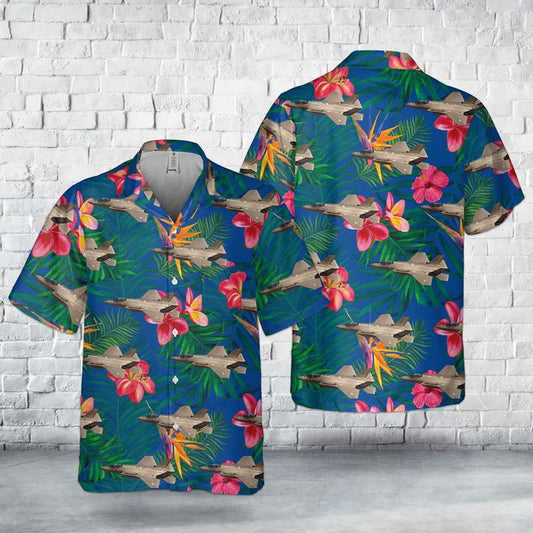 Air Force Hawaiian Shirt, US Air Force Lockheed Martin F-35 Lightning II Pocket Hawaiian Shirt, Airplane Hawaiian Shirt, Military Aloha Shirts