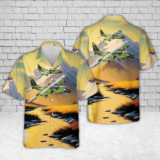 Air Force Hawaiian Shirt, US Air Force Lockheed Martin MC-130E with Fulton Recovery System, 7th SOS Hawaiian Shirt, Airplane Hawaiian Shirt