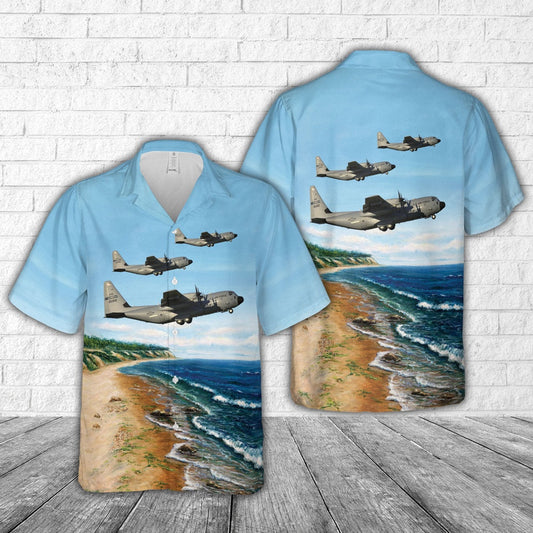 Air Force Hawaiian Shirt, US Air Force Lockheed Martin WC-130J Hercules 96-5302 Hurricane Hunter Hawaiian Shirt, Airplane Hawaiian Shirt