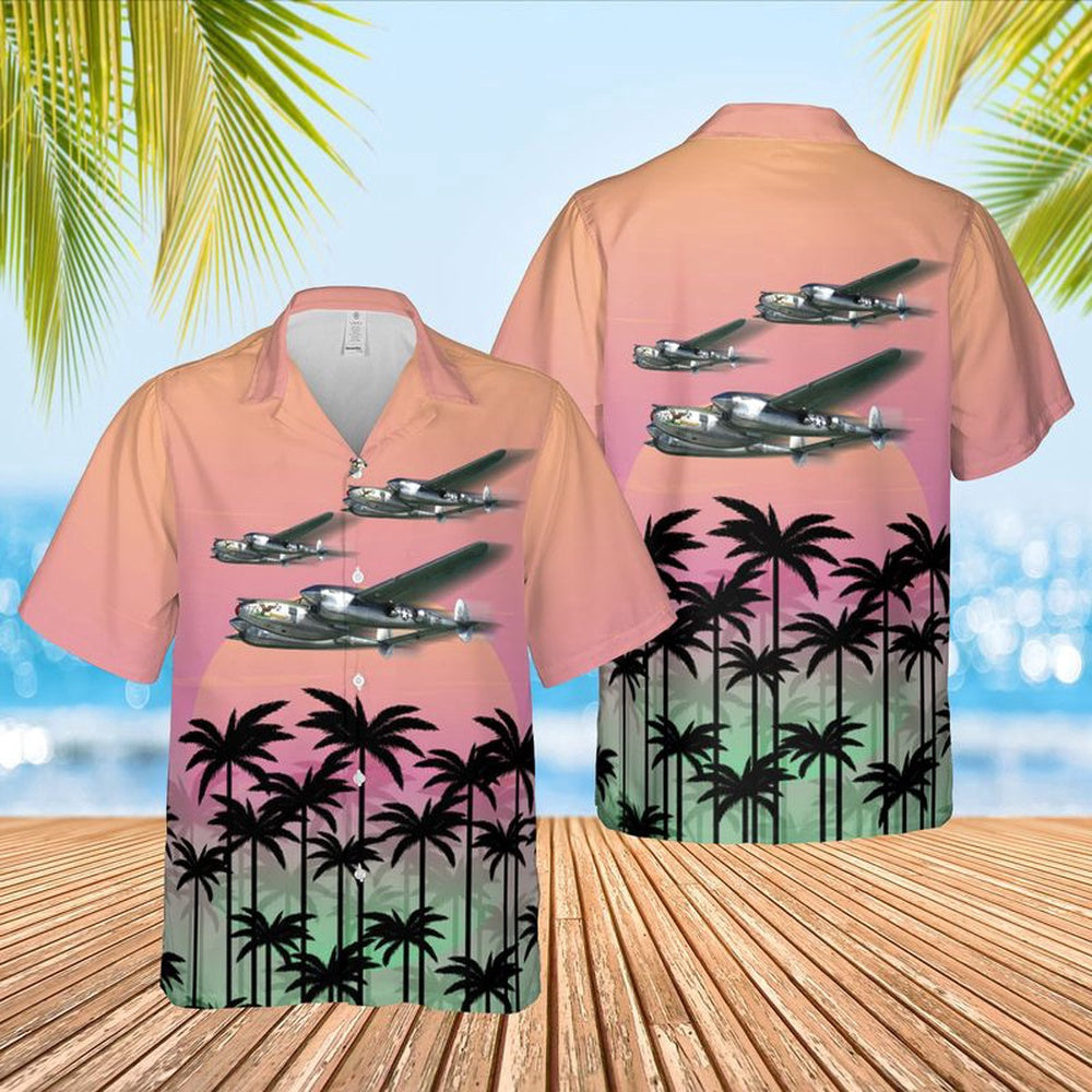 Air Force Hawaiian Shirt, US Air Force Lockheed P-38 Litte Buckaroo 367th FG392nd FS Hawaiian Shirt, Airplane Hawaiian Shirt, Military Aloha Shirts