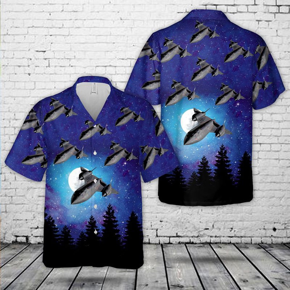 Air Force Hawaiian Shirt, US Air Force Lockheed SR-71B Blackbird Hawaiian Shirt, Airplane Hawaiian Shirt, Military Aloha Shirts