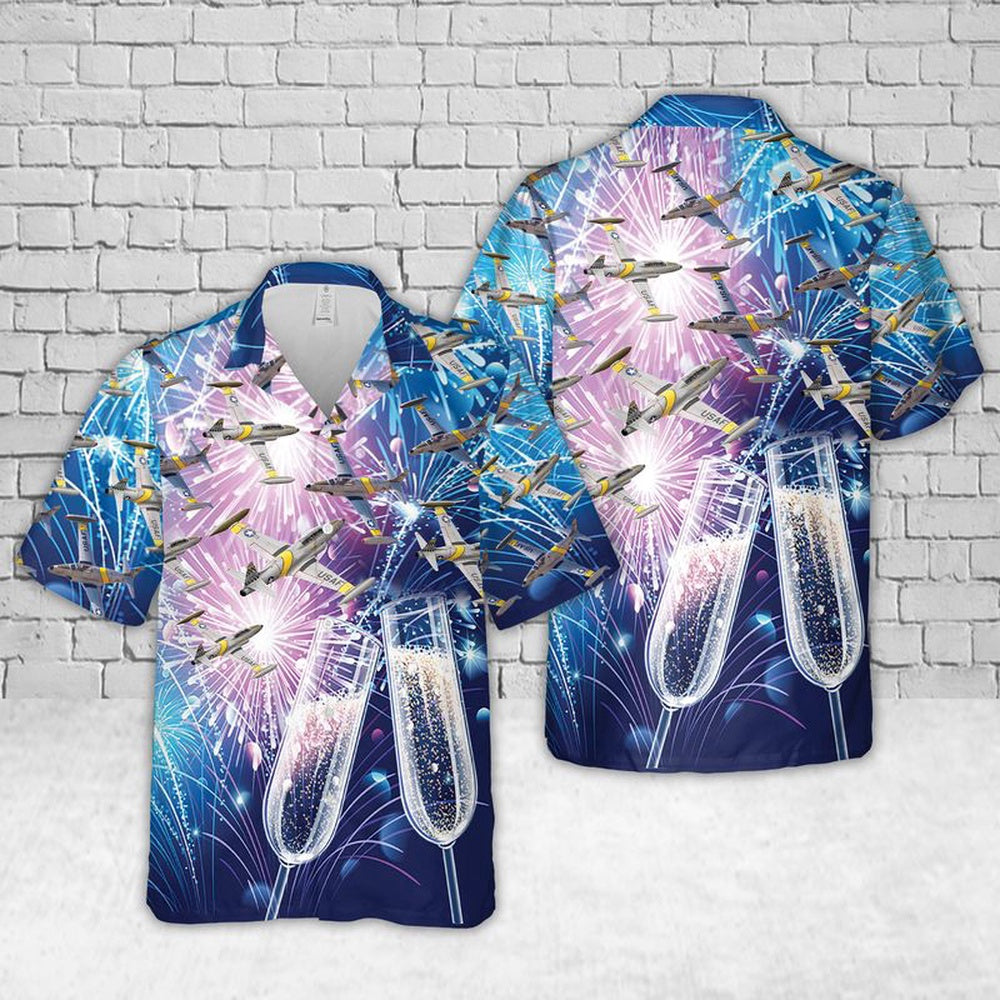 Air Force Hawaiian Shirt, US Air Force Lockheed T-33 Shooting Star Hawaiian Shirt, Airplane Hawaiian Shirt, Military Aloha Shirts