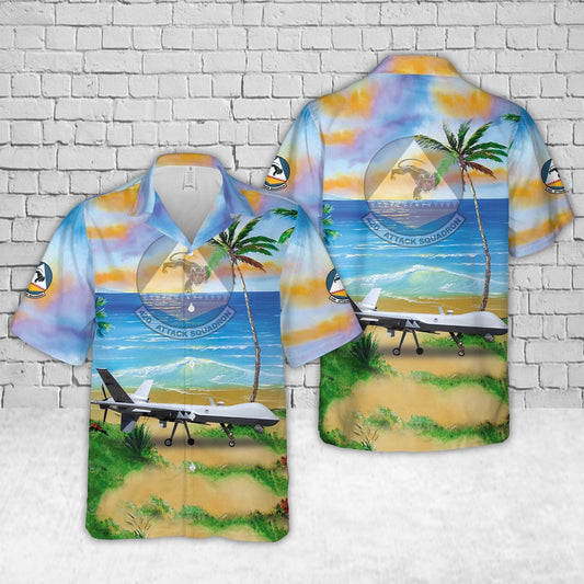 Air Force Hawaiian Shirt, US Air Force MQ-9 Reaper 42nd Attack Squadron Hawaiian Shirt, Airplane Hawaiian Shirt, Military Aloha Shirts