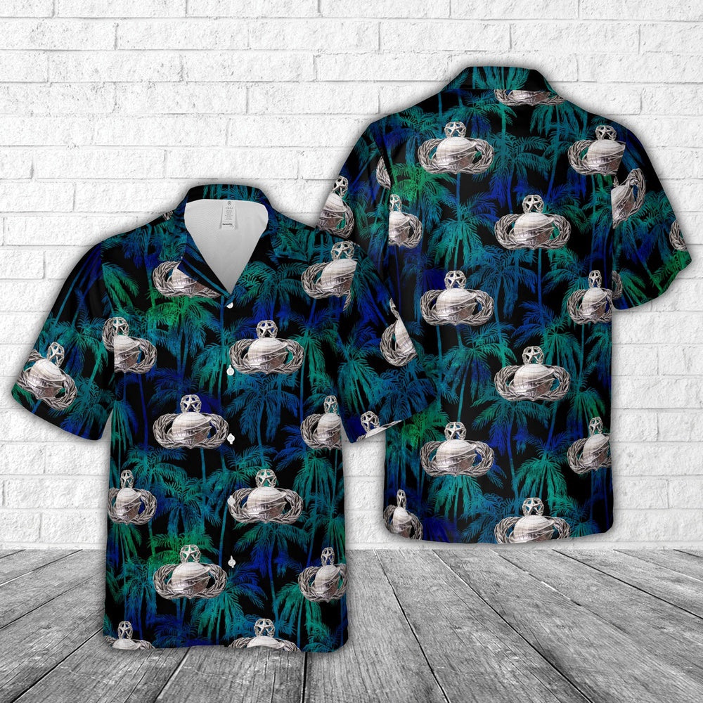 Air Force Hawaiian Shirt, US Air Force Manpower and Personnel Badge Master Hawaiian Shirt, Airplane Hawaiian Shirt, Military Aloha Shirts