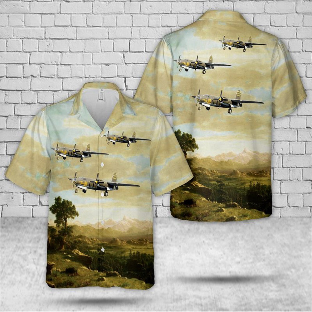 Air Force Hawaiian Shirt, US Air Force Martin B-26G-11-MA Marauder Shootin Hawaiian Shirt, Airplane Hawaiian Shirt, Military Aloha Shirts