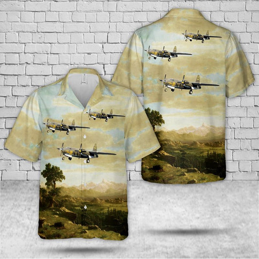 Air Force Hawaiian Shirt, US Air Force Martin B-26G-11-MA Marauder Shootin Hawaiian Shirt, Airplane Hawaiian Shirt, Military Aloha Shirts