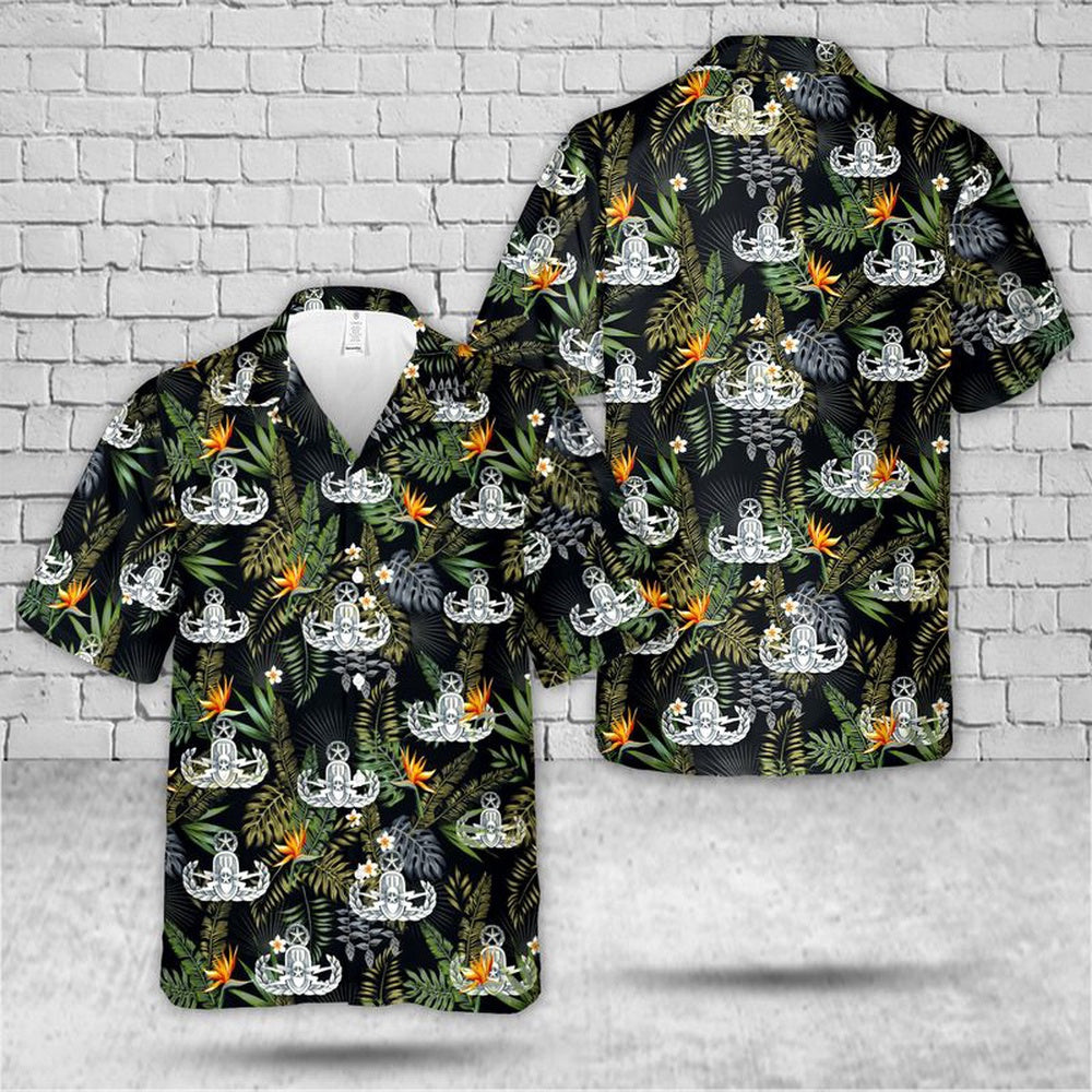 Air Force Hawaiian Shirt, US Air Force Master Explosive Ordnance Disposal (EOD) Hawaiian Shirt, Airplane Hawaiian Shirt, Military Aloha Shirts