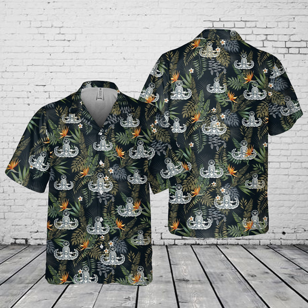 Air Force Hawaiian Shirt, US Air Force Master Explosive Ordnance Disposal (EOD) Pocket Hawaiian Shirt, Airplane Hawaiian Shirt, Military Aloha Shirts