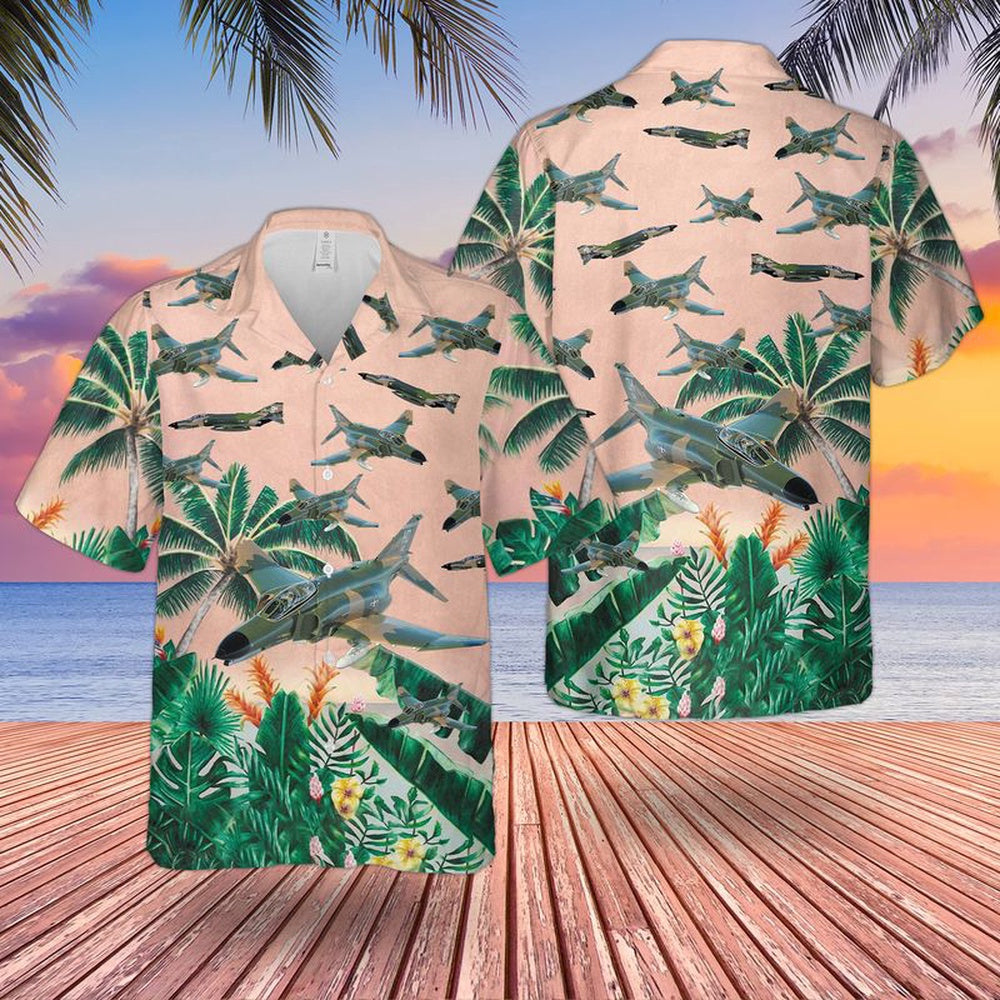 Air Force Hawaiian Shirt, US Air Force McDonnell Douglas F-4 Phantom II Hawaiian Shirt, Airplane Hawaiian Shirt, Military Aloha Shirts