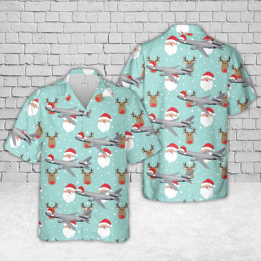 Air Force Hawaiian Shirt, US Air Force McDonnell Douglas KC-10 Extender Christmas Hawaiian Shirt, Airplane Hawaiian Shirt, Military Aloha Shirts