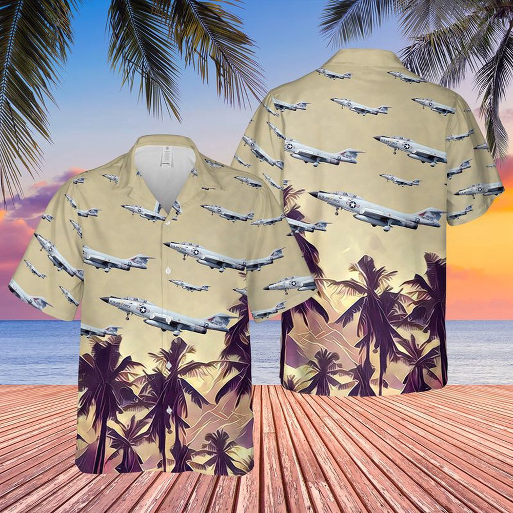 Air Force Hawaiian Shirt, US Air Force McDonnell F-101 Voodoo Hawaiian Shirt, Airplane Hawaiian Shirt, Military Aloha Shirts