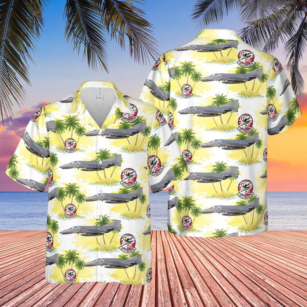 Air Force Hawaiian Shirt, US Air Force McDonnell F-4E Phantom II 457th Fighter Squadron Hawaiian Shirt, Airplane Hawaiian Shirt, Military Aloha Shirts