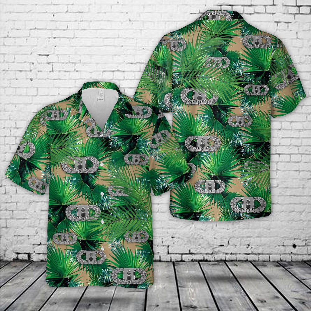 Air Force Hawaiian Shirt, US Air Force Munitions (AMMO) Badge Basic Hawaiian Shirt, Airplane Hawaiian Shirt, Military Aloha Shirts