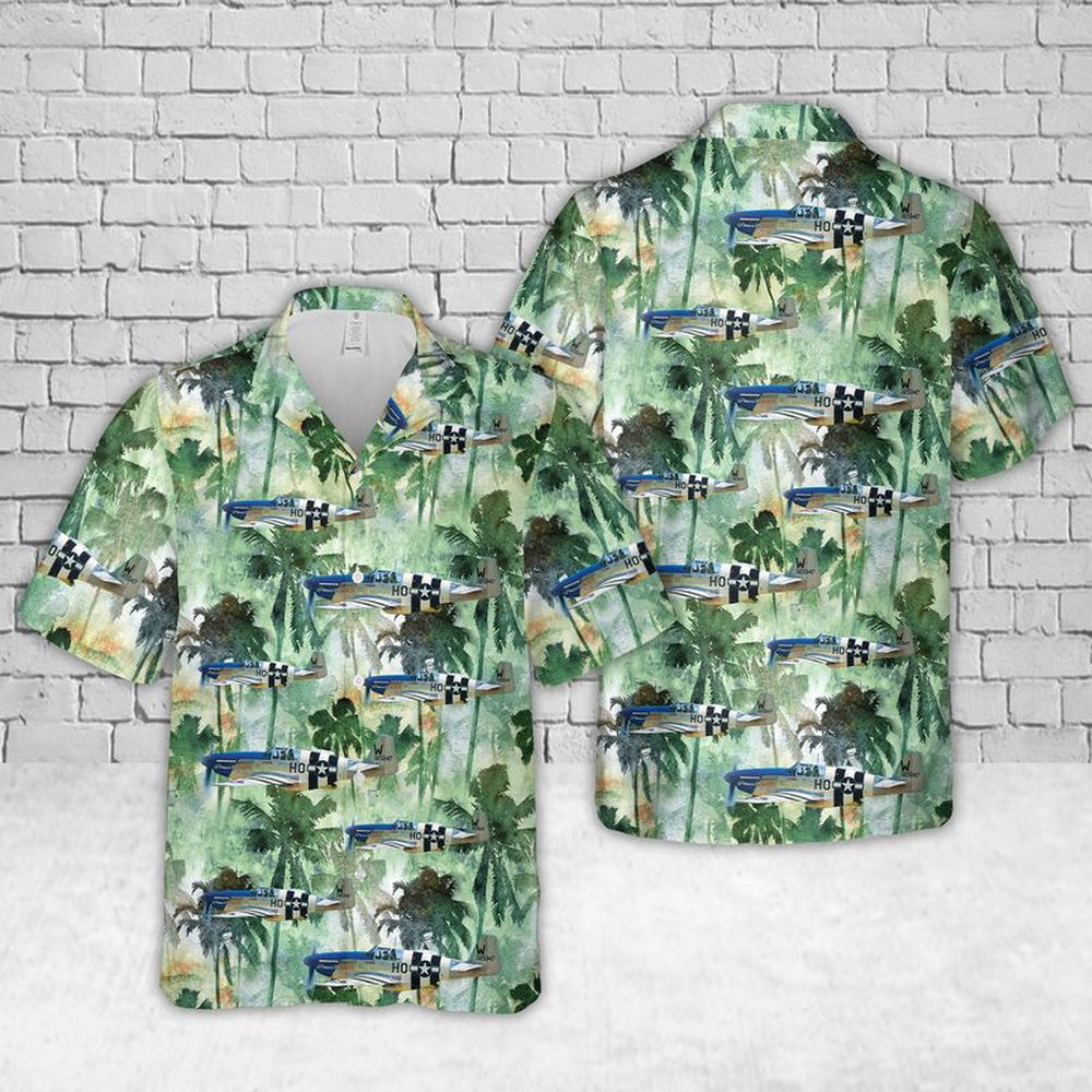 Air Force Hawaiian Shirt, US Air Force Mustang P-51C-10 43-25147 Princess Elizabeth Hawaiian Shirt, Airplane Hawaiian Shirt, Military Aloha Shirts