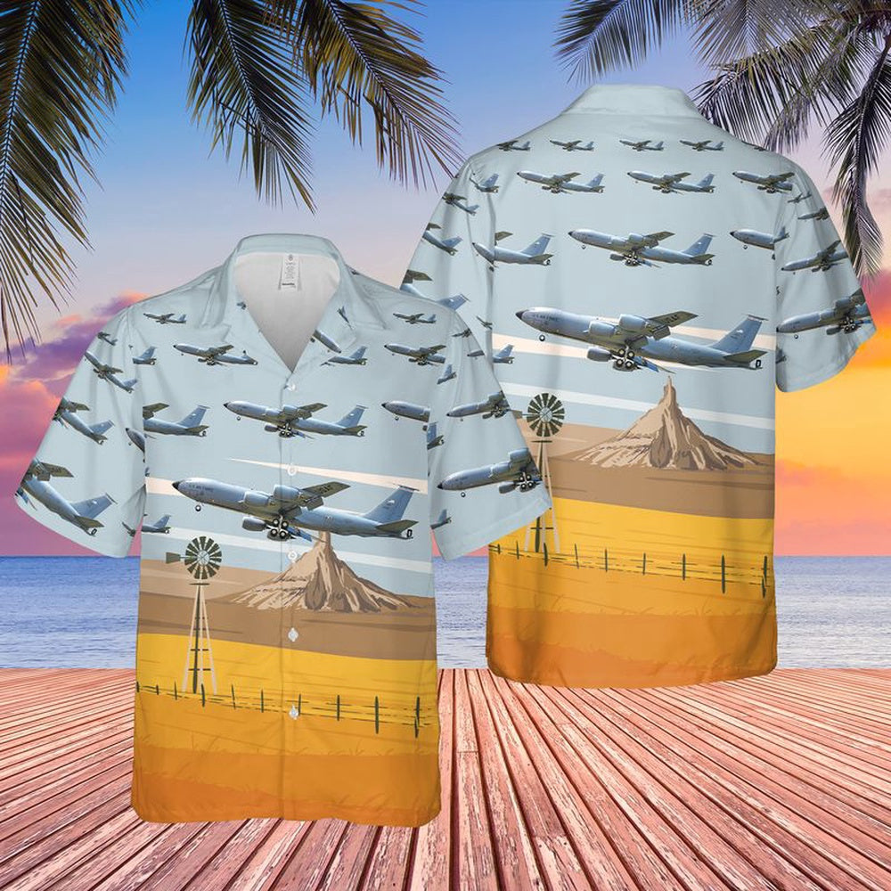 Air Force Hawaiian Shirt, US Air Force Nebraska Air National Guard 155th Air Refueling Wing Boeing KC-135R Stratotanker Hawaiian Shirt
