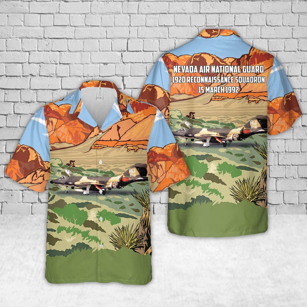 Air Force Hawaiian Shirt, US Air Force Nevada Air National Guard 192d Reconnaissance Squadron RF-101H 56-018 Hawaiian Shirt, Airplane Hawaiian Shirt