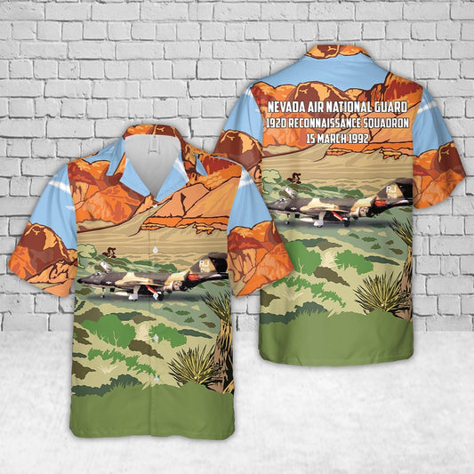 Air Force Hawaiian Shirt, US Air Force Nevada Air National Guard 192d Reconnaissance Squadron RF-101H 56-018 Hawaiian Shirt, Airplane Hawaiian Shirt