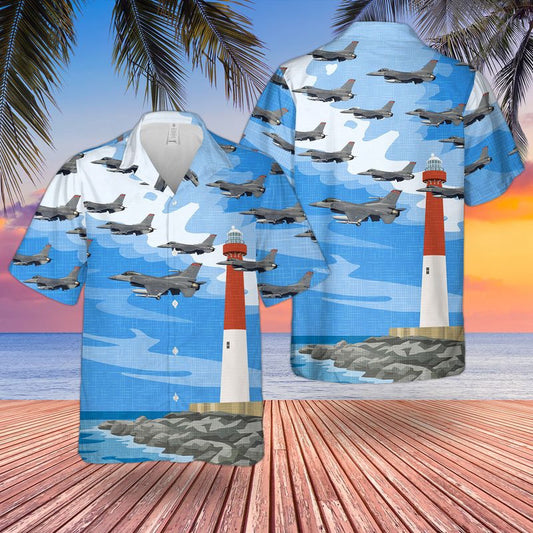 Air Force Hawaiian Shirt, US Air Force New Jersey Air National Guard 177th Fighter Wing F-16 Fighting Falcons Hawaiian Shirt, Airplane Hawaiian Shirt