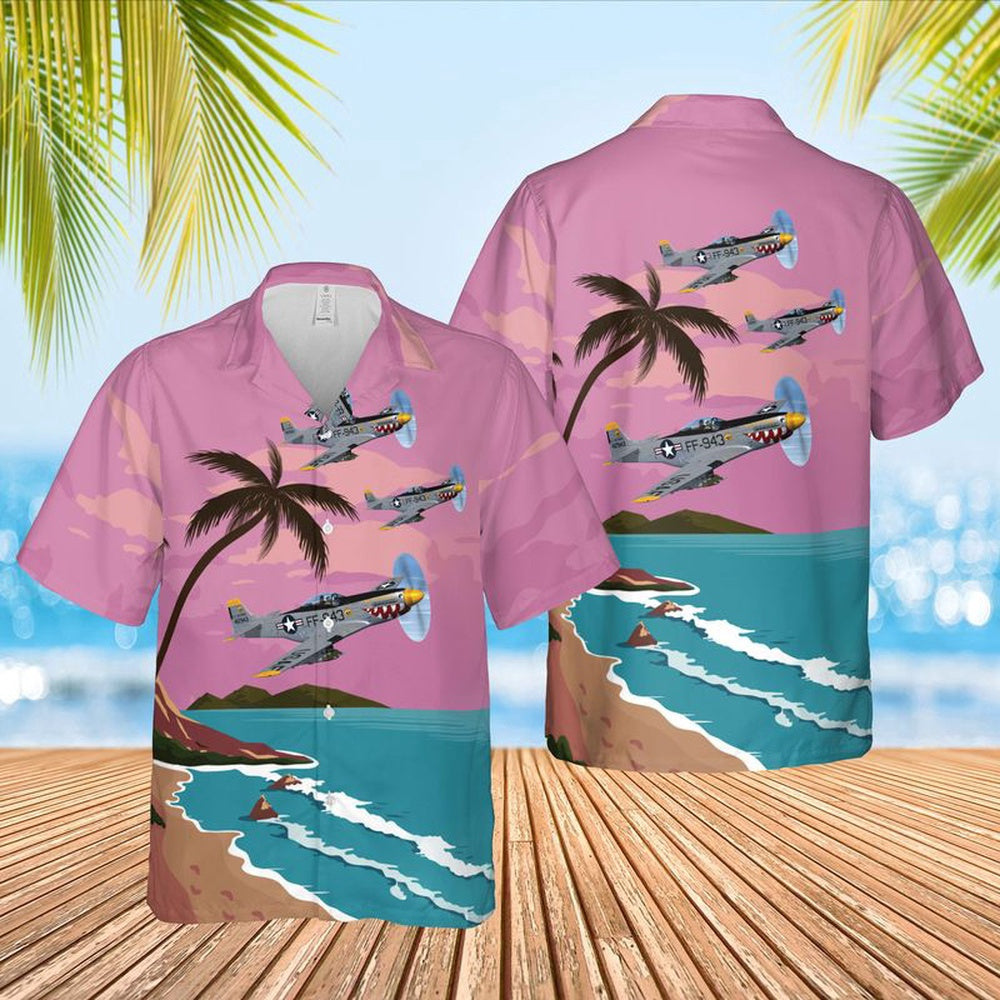 Air Force Hawaiian Shirt, US Air Force North American F-51D Mustang Was That Too Fast Hawaiian Shirt, Airplane Hawaiian Shirt, Military Aloha Shirts