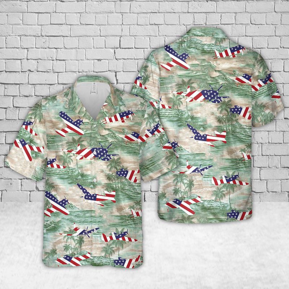 Air Force Hawaiian Shirt, US Air Force North American F-51 Mustang In WW2 Hawaiian Shirt, Airplane Hawaiian Shirt, Military Aloha Shirts