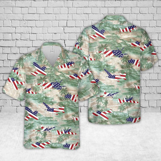 Air Force Hawaiian Shirt, US Air Force North American F-51 Mustang In WW2 Hawaiian Shirt, Airplane Hawaiian Shirt, Military Aloha Shirts
